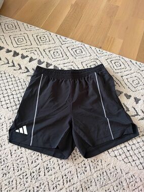 adidas Black Athletic Shorts with White Accents